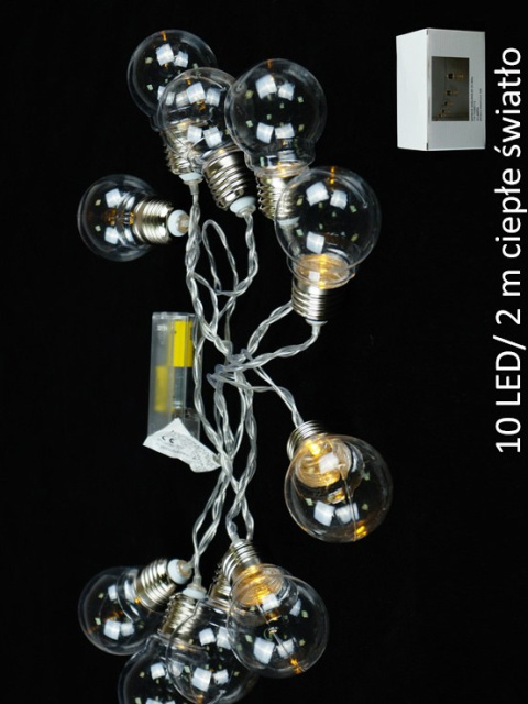 Lampki żarówki 10LED na baterie b. ciepłe (TG38877-2) -30%