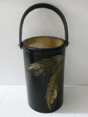 Lampion metalowy czarno złoty liście z uchwytem średni (IS0455) -50%