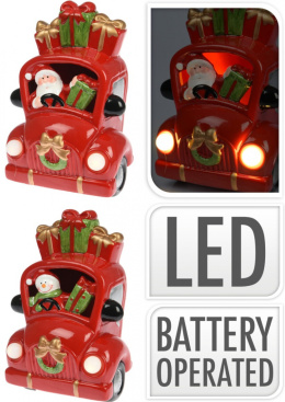 Autko ceramiczne LED 21cm czerwone na baterie 2wzory (020892)