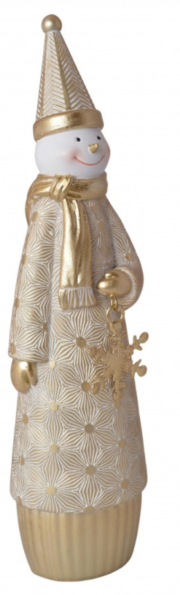 Figurka ceramiczna bałwanek złoty z metalową gwiazdką (3556)