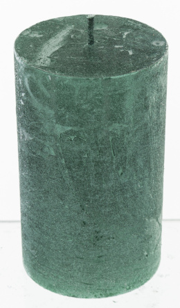 Świeca rustykalna zielony metalik walec duży 142951)