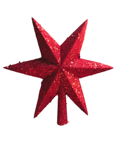 Gwiazda na czub czerwona duża brokatowa 25*25(O)