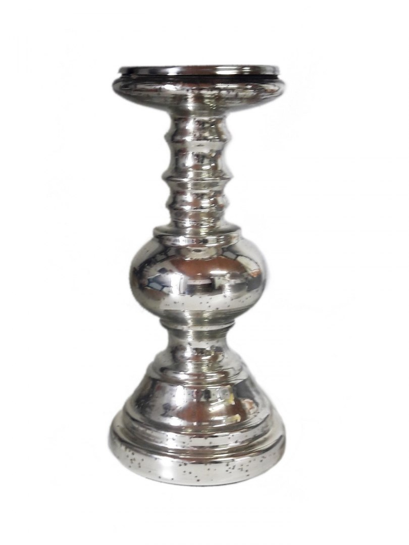 Świecznik szklany srebrny 23*11,5cm (IN0115)