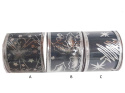 Taśma kokardowa grafitowa 5,5*2,7m w srebrne wzory (NM772-25) zb.16