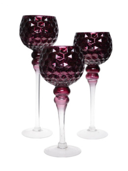 Kielich szklany niski burgund wytłaczany 12*30cm (5290)