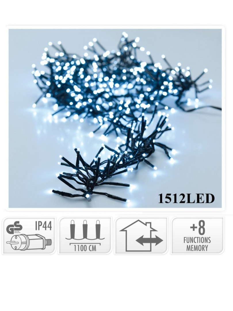 Girlanda świetlna 1152LED dł.8,5m biała zimna 8 funkcji czarny kabel (AX8502040)