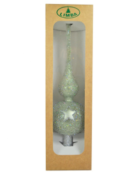 Szpic szklany duży dekorowany 38cm - ZIMOWY SORBET miętowy