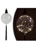 Kula szklana LED 15cm przeżroczysta z czarnym chwostem (ART17568) dł.115cm bat.2*AA