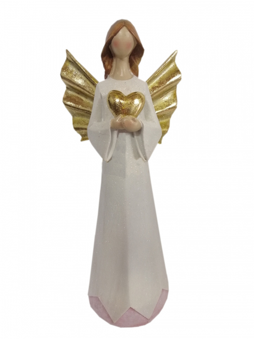 Anioł pastelowy ze złotym sercem duży(8846)