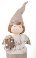 Elf chłopiec ceramiczny z paczką na podstawie (139564)