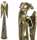 Anioł metalowy złoty 39cm ażurowy z sercem góra (ART18396) fi 8cm