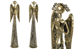 Anioł metalowy złoty 39cm ażurowy z sercem w dół (ART18396) fi 8cm