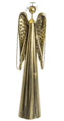 Anioł metalowy złoty 49cm z oświetleniem LED (ART18389) fi 11cm bat. 3*AAA b.ciepłe