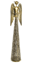 Anioł metalowy złoty 55cm ażurowy z misą (ART18395) fi 11cm