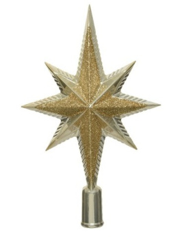 Gwiazda na czub złota plastikowa z brokatem (029176)