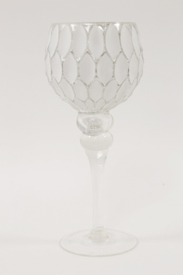 Kielich szklany 35cm biało srebrny matowy (116431)
