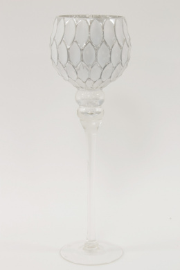 Kielich szklany 40cm biało srebrny matowy (116430) h:40* fi12cm