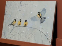 Obraz canvas Cztery sikorki na gałęzi LED zimny biały iskrzący (486572)