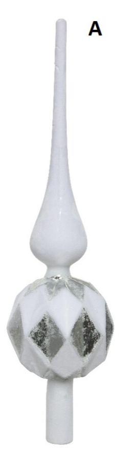 Szpic szklany flokowany zimowy 31cm 2 wzory (170133)