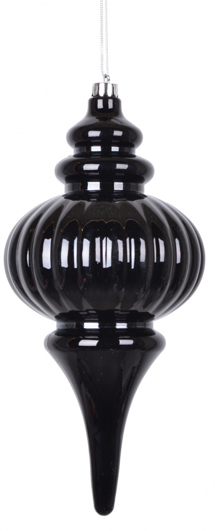 Bombka sopel plastikowy 25cm czarny błysk duży (2924)
