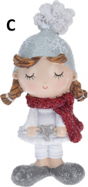 Dziewczynka ceramiczna 8cm w kolorowej czapce 4wzory (018194) display