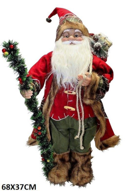 Mikołaj 60cm w płaszczu z laską buty futerko (CH19B-14275)