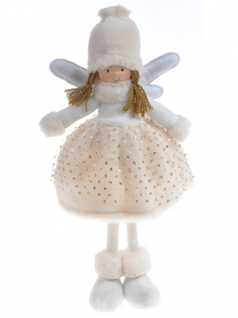 Aniołek stojący kremowy 44cm tiulowa sukienka LED (FID2201200) h:44x23x20cm