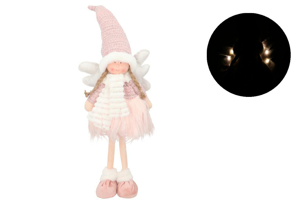Dziewczynka Aniołek różowa stojąca skrzydełka LED (QZ18M49-44)