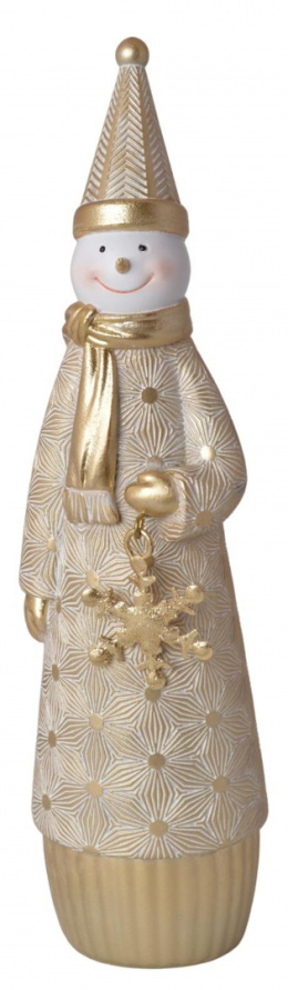 Figurka ceram. bałwanek złoty z metalową gwiazdką h:23*6*5cm (3556)