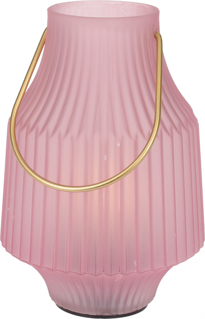 Lampka LED z rączką różowe szklo karbowane 2kolory(XX8113190)na baterie