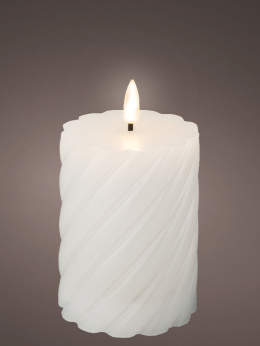 Świeca LED 12,5cm biała stearyna naturalny płomień (486350) bat.2*AA timer