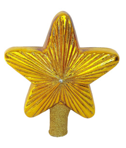 Gwiazda szklana dekorowana złota na czub choinki (SE)