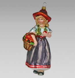 Bombka Komozja: Dziewczynka w kapeluszu z koszem jabłek (4832K00) wiktorian
