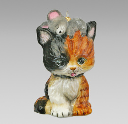 Bombka Komozja: Kotek tricolor z myszką (4829K01)