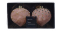 Kpl. 2 bączków szklanych flokowanych z kamieniami i perełkami pudrowy róż (062746)
