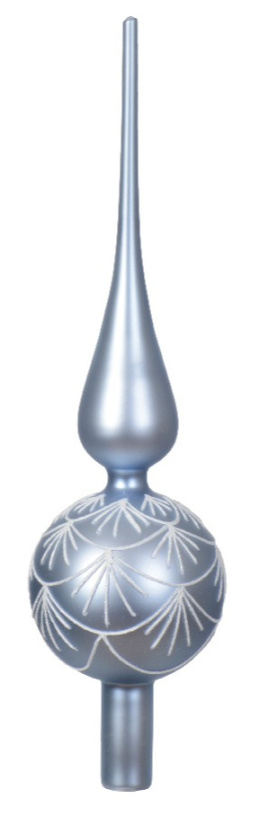 Szpic szklany błękit mat z białym wzorem (170149)