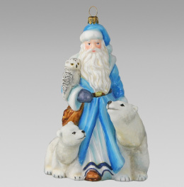 Bombka Komozja: Mikołaj z niedźwiedziami niebieski (4886K01)
