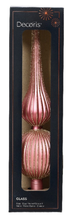 Szpic szklany dekorowany 31cm ciemny róż (170134)