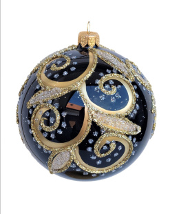 Bombki 100mm dekorowane ornament kpl.4szt: ZAWIJASY czarny opal