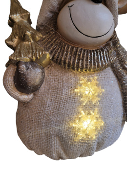 Renifer w złotym szaliku z choinką, gwiazdki LED (GB0459)