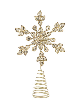Szpic metalowy złota śnieżynka z kamieniami (141147)