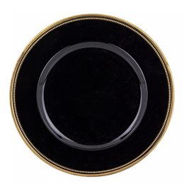 Talerz czarny złoty brzeg (160469)