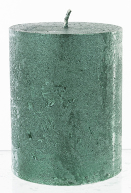 Świeca rustykalna zielony metalik walec mały (142955)