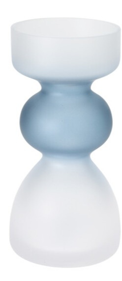 Wazonik/świecznik szklany niebiesko-biały (090895)