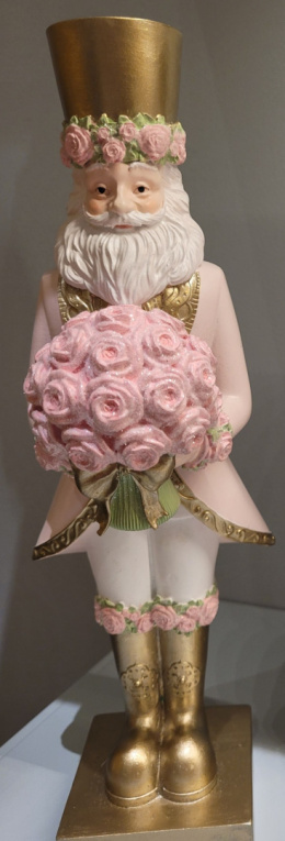 Nutcracker 30cm różowy z bukietem róż poliresing (531192)