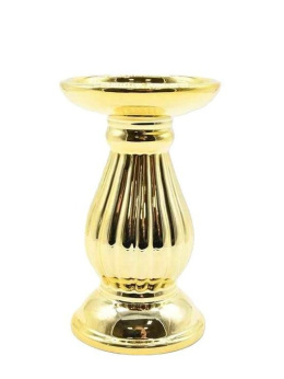 Świecznik ceramiczny karbowany złoty błysk (TG70001-2)