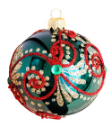 Bombki 80 dekorowane ornament op.6szt.: SZMARAGDOWA FANTAZJA