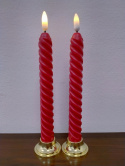 Świeczki stołowe czerwone na podstawce kpl. 2 szt (3/23/SCL)