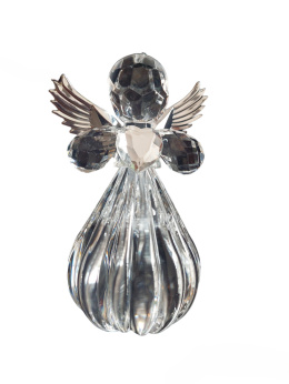 Zawieszka anioł akrylowy pękaty metalowe skrzydła (PR0524)