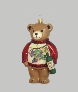 GlitterLab bauble: Gourmet teddy bear with wine (4015WIN)